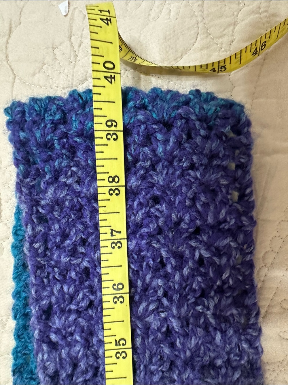 Handmade Gradient Blue, Teal, and Purple Crochet Scarf